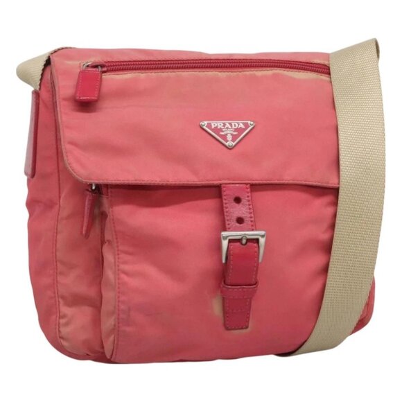 PRADA Shoulder Bag Nylon Pink Silver Auth bs26811 - Picture 1 of 15